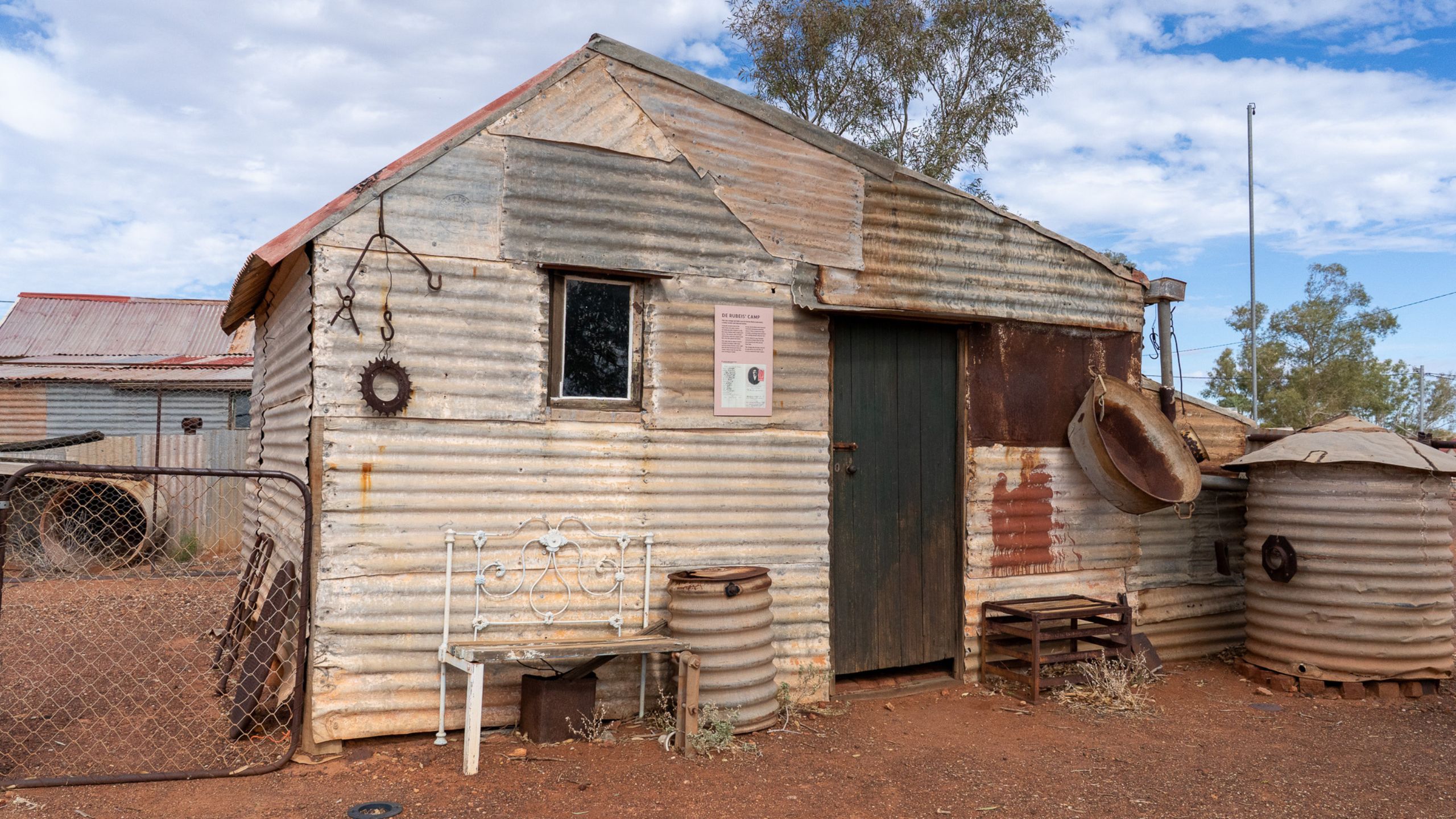 Historic miner’s cottage built from corrugated iron, Gwalia ghost town, Western Australia